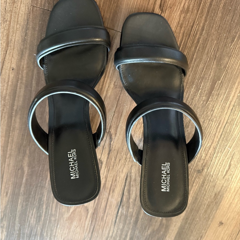 Michael Kors Black Leather Sandals